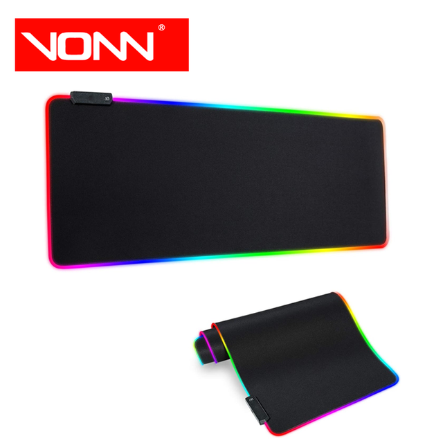 Hot Sale 900*400*4mm Gaming RGB Mouse Pad with LED Light Black Non-Slip Rubber Base XL Extended Size 35.4 X 15.8 Inch in Stock