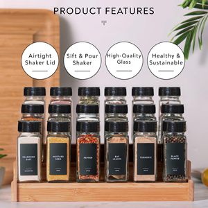 Phổ Biến 24-Mảnh Hình Chữ Nhật Sáng Tạo Trong Suốt Nguồn Cung Cấp Nhà Bếp Vuông Thủy Tinh Gia Vị <span class=keywords><strong>Jar</strong></span> Vibrator Với Nhãn - Product Image 6