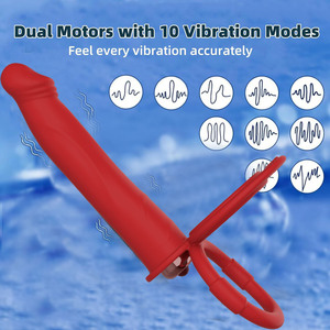 Cross-border male double-insertion vibrating ring double bullet 10 frequency locking ring artificial penis adult product - Product Image 3