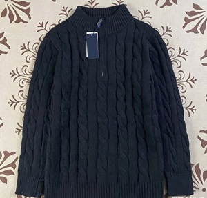 Pull semi-zippé RLS de créateur, style Old Qian avec broderie <span class=keywords><strong>Pon</strong></span>, pull tricoté décontracté à col montant - Product Image 4
