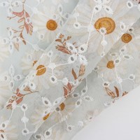 Tissu en Chiffon Brodé 100% Polyester à Motifs Floraux Imprimés, Résistant à l'Abrasion, Traitement Personnalisé