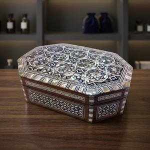 ZAHEREEN J24 Egyptian Mosaic Trinket Mother of Pearl Wood Jewelry Box - Product Image 2