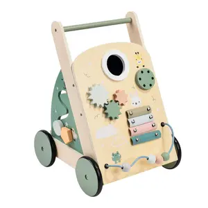 Custom Wooden Baby Walker Push And Pull Learning Activity Walker Kids' Activity Center Toy For Boys Girls 1 2 3 Year