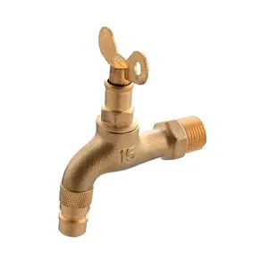 Bakır alaşımlı mutfak banyo lavabo musluğu tek kolu yıkama su musluğu kilit anahtarı bakır açık anti-hırsızlık musluk
