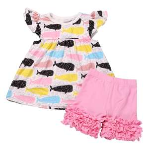 Vêtements pour tout-petits Licorne <span class=keywords><strong>Mickey</strong></span> Dauphin Pastèque Mangue Ananas Imprimé Robe à perles Tenue pour bébé - Product Image 2
