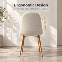 Chaise de salle à manger moderne en tissu avec dossier incurvé, assise rembourrée et pieds coniques couleur bois pour restaurant, café, maison