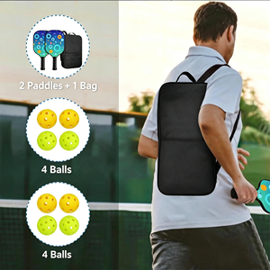 Ensemble de raquettes de pickleball, 2 raquettes, 4 balles, noyau en bois de peuplier, poignée légère antidérapante, design tendance, comprend un sac de transport - Product Image 4