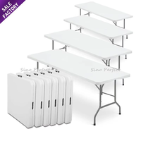 Table de Banquet Pliante Rectangulaire en Plastique Blanc Taille Personnalisable, Tables de Mariage Rectangulaires Pliables Économiques pour Fête