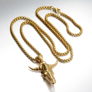 Collares de Moda con Colgante de Cuernos de Toro y Cabeza de <span class=keywords><strong>Vaca</strong></span>, Estilo Hip Hop, Punk, Aleación PVD, Impermeables, para Hombre, Venta al por Mayor - Product Image 3