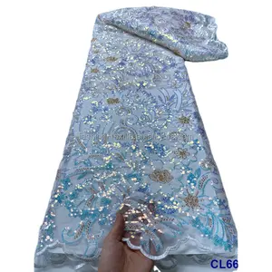Corte a laser 3d feijão moda flor bordado laço tecido moda atacado francês tule laço tecido