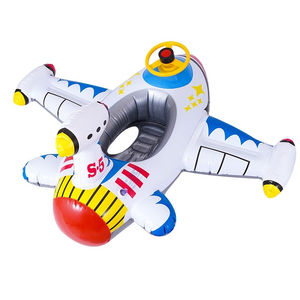 Bouée <span class=keywords><strong>gonflable</strong></span> géante en forme d'<span class=keywords><strong>avion</strong></span> pour enfants avec volant et pistolet à eau, 3 airbags de sécurité - Product Image 1