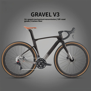 Vélo de gravier en fibre de carbone 700C 24 vitesses léger pour l'aventure, avec freins à disque hydrauliques complets, pour la course et le cyclisme urbain - Product Image 1