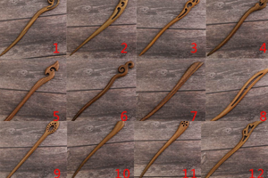 ปิ่นปักผมไม้ไม้จันทน์วินเทจหมุดผมไม้ลูกพลัมลอนผมจากบัวฟาร์มเวียดนามสีฟ้า - Product Image 6