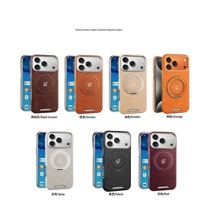 Business Magnetic Leather Phone Case for iPhone 17 16 15 14 13 12 <b>Pro</b> Max 17 Air With 360° Rotation <b>Ring</b> Stand Protective Cover - Product Image 2