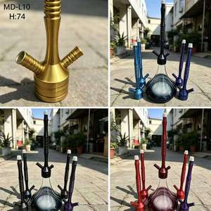 Aluminum <b>Hookah</b> Set Glass Base Tobacco <b>Pipe</b> 74 cm Multi Color Lounge Drinkware for Party Use - Product Image 6