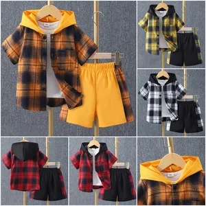 Children Clothing Sets Kids Boys Clothes Short Sleeve Hooded Shirt+short Kid 2Pcs Suit Cotton Summer Baby Boy Outfit