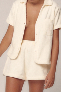 2021 New Arrival Microfiber Towel Beach Shirt and Shorts 100% Cotton <strong>Button</strong> <strong>up</strong> Short Sleeve <strong>Lady</strong> Terry Towelling Soft Towel Set - Product Image 2