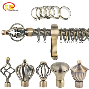 Various color iron plating rust free curtain pole circular pole curved anti copper curtain rod set