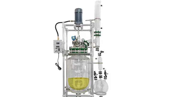 100L 50L Double Layer Glass Reactor with Glass Collecting Bottle Glass ...
