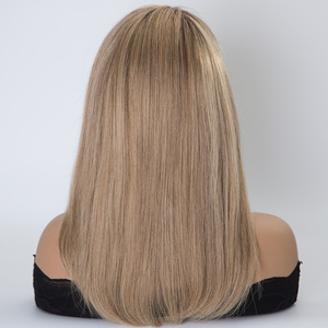 Peluca de Cabello Humano 100% Hecha a Mano, Rubio Ceniza Balayage, Frente de Encaje con Parte Superior de Monofilamento, 12 Pulgadas, Doble Trama, Larga y Lisa - Product Image 3