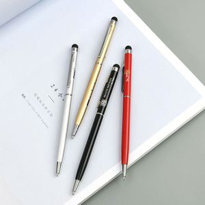 Slim Aluminum Sports Logo for Stylus Ballpoint 1.0Mm Writing Width Soft Rubber Touch Screen Metal Twist Promotional Ball <b>Pen</b> - Product Image 4