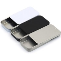 Boîte à glissière rectangulaire résistante à la menthe avec Logo personnalisé, conteneur en étain métallique, boîte en étain coulissante
