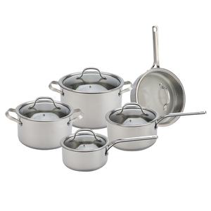 Nouvel arrivage d'usine : Batterie de cuisine en acier inoxydable avec poignées, casseroles à fond composite résistant aux chocs, <span class=keywords><strong>poêle</strong></span> à frire et sauteuse - Product Image 1