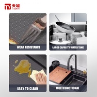 TIANYI Modern Multifunctionele Enkelbak RVS Keukenkraan met Watervalfunctie, Modern Design Spoelbak Model