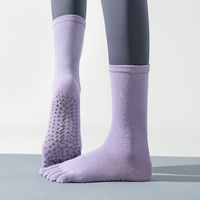 Chaussettes de yoga Bioserica Era de haute qualité - Chaussettes de Pilates antidérapantes professionnelles à cinq doigts séparés pour le sport