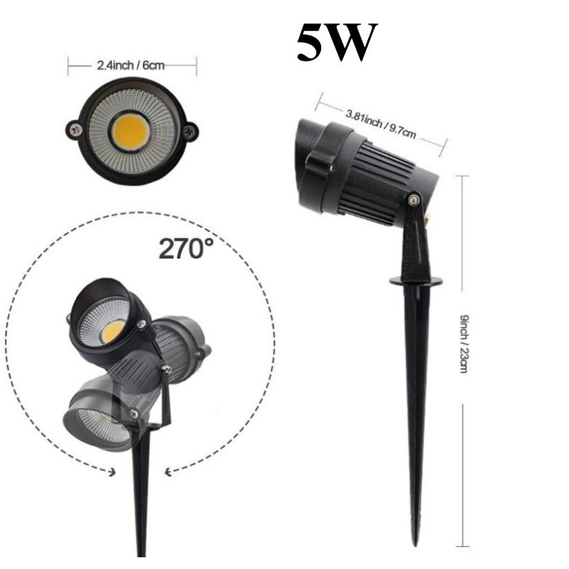 Cob Outdoor Waterproof Aluminum Landscape Tree 3W/5W LED Angled Brim Opening High Voltage 85-265V European Standard