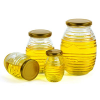 100ml 180ml 350ml 730ml Klares Leeres Wabenglas in Bienenstockform mit Metalldeckel zur Lebensmittelaufbewahrung Parmley