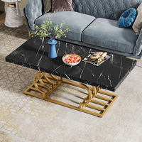 Table basse de salon de luxe avec plateau en marbre et structure en métal, design moderne, écologique, facile à nettoyer, portable et durable