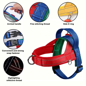 Harnais pour chat et chien anti-évasion, respirant, en maille, rembourré, avec bande réfléchissante, ajustement rapide, poignée souple - Product Image 3
