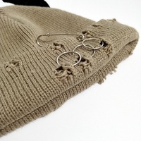 Bonnet en tricot unisexe avec cornes de démon, style streetwear décontracté, effet vieilli, chaud, pour l'automne et l'hiver
