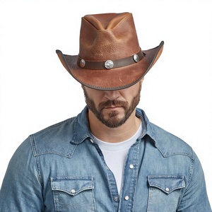 Chapeau de cowboy en laine marron, chapeau d'extérieur à large bord, chapeau de cowboy unisexe pour adulte, chapeau de cowboy décontracté, chapeau de cowboy pour toutes les saisons - Product Image 5