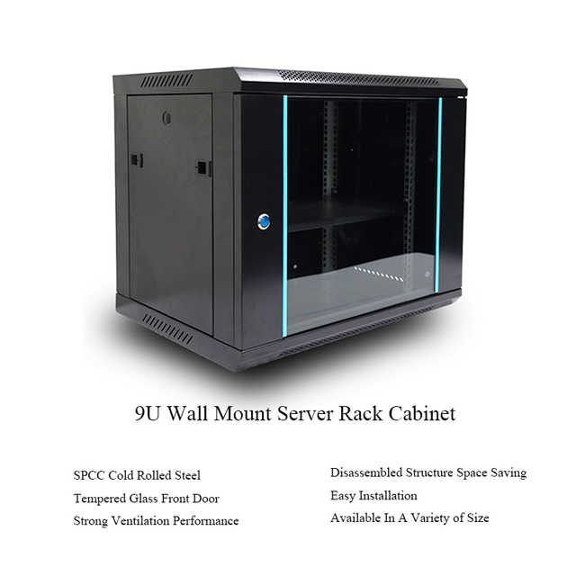 19 Inch Rack Cabinet 9u 600x600 Server Rack Cabinet with Glass Door