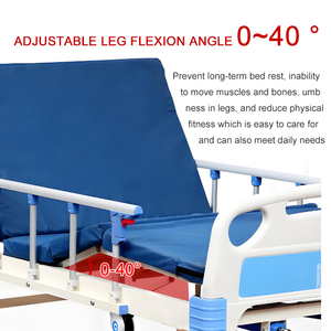 Lit d'hôpital manuel à manivelle unique avec tête de lit en ABS, barrières pliables, matelas imperméable et poteau porte-perfusion <span class=keywords><strong>pour</strong></span> patient de maison de retraite - Product Image 4