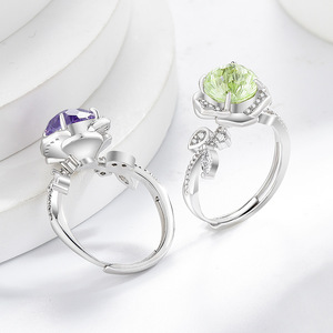 Exquisite Sparkling Gemstone Fireworks Cut Rose Brass Ring Suitable fashion jewelry <b>gifts</b> for women - Product Image 5
