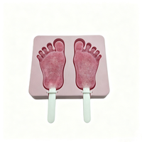 Moule à glaces en silicone de qualité alimentaire en forme de pied, 2 cavités, écologique, réutilisable, antiadhésif, pour la fabrication de glaces maison