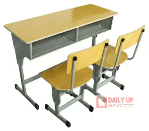 도매 콤보 학교 책상과 의자 연구 테이블 의자 나무 더블 학교 책상과 의자 세트 학교 가구