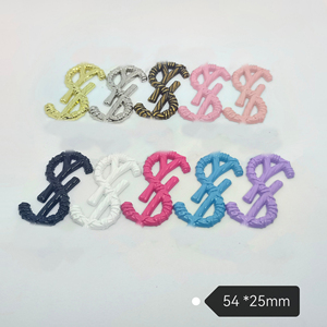 Ciondoli per custodie di cellulari, per artigianato fai da te, di lusso, di design, a forma di lettera, rosa baby, in miniatura, in metallo, con logo di marca, decorazione per borse, con retro piatto - Product Image 5
