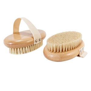 Spazzola per il Corpo Ovale Personalizzabile con Logo, Esfoliante per Uso Bagnato/Asciutto, in Legno di Faggio con Setole di Cinghiale e Sisal, per Massaggio della Pelle Secca, Stile Semplice - Product Image 1