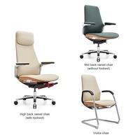 Luxe dossier haut ergonomique haute qualité cadre en métal bureau et chaise ensemble PU cuir bureau rembourré chaise