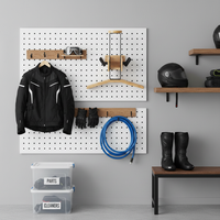Support mural pour casque de moto, en bois et métal, avec cintre pour veste et organisateur de rangement pour équipement