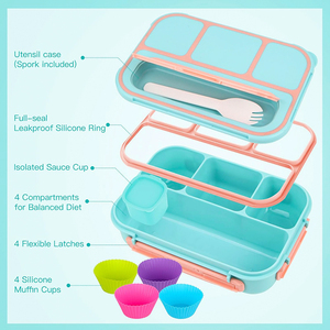 Pastel Blue Bento Lunch <strong>Box</strong> Adult Bento <strong>Box</strong> for <strong>Kids</strong> Lunch Containers for Students 1300ML-4 Compartment Lunch <strong>Box</strong> <strong>Kids</strong> - Product Image 2