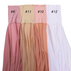 Nero di lusso islamico <span class=keywords><strong>Bandana</strong></span> <span class=keywords><strong>donna</strong></span> semplice Chiffon musulmano Hijab copricapo istantaneo da <span class=keywords><strong>donna</strong></span> cappellini a tubo per la primavera - Product Image 5