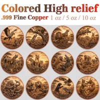 Pièce de monnaie en cuivre pur 999 de 5 oz, couleur cuivre, en relief, série animaux de la savane africaine, édition UV préférée