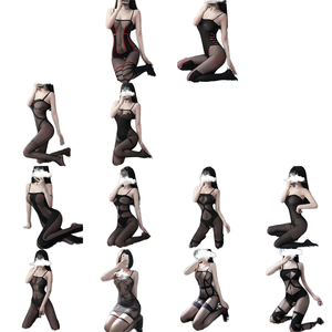 ชุดชั้นในเซ็กซี่ของผู้หญิงชุดบอดี้สูทผ้าชีฟองพร้อมถุงน่องทนต่อการฉีกขาดเครื่องแบบหยอกล้อโปร่งใส - Product Image 6