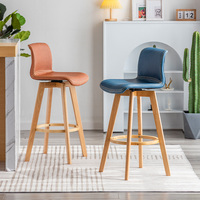 Chaises de Bar Antique Rétro Village Rustique Pivotant Maison En Cuir Cuisine Haute Moderne Meubles Tabouret En Bois Chaise Bar pour Table De Bar
