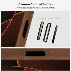 Оригинальный кожаный чехол Crazy Horse для <span class=keywords><strong>iPhone</strong></span> 17/17 Pro/17 Pro Max - Винтажный магнитный чехол с выдвижной крышкой - Оптовая продажа, индивидуальный заказ OEM - Product Image 4